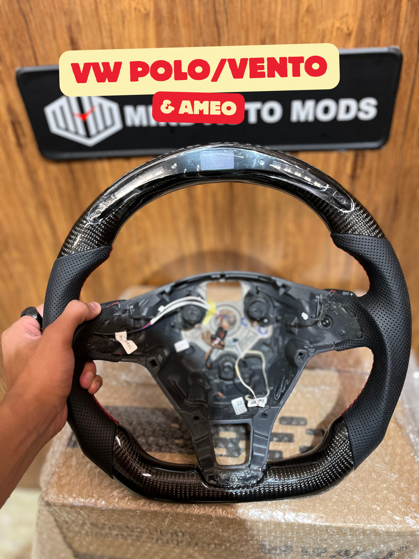 VW POLO/VENTO Aftermarket (Original Carbon Fiber LED Steering Wheel)