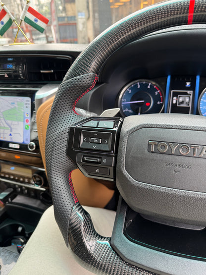 FORTUNER/HILUX/HYCROSS Aftermarket Real Carbon Fiber Steering Wheel (Paddle Shifters Spec)