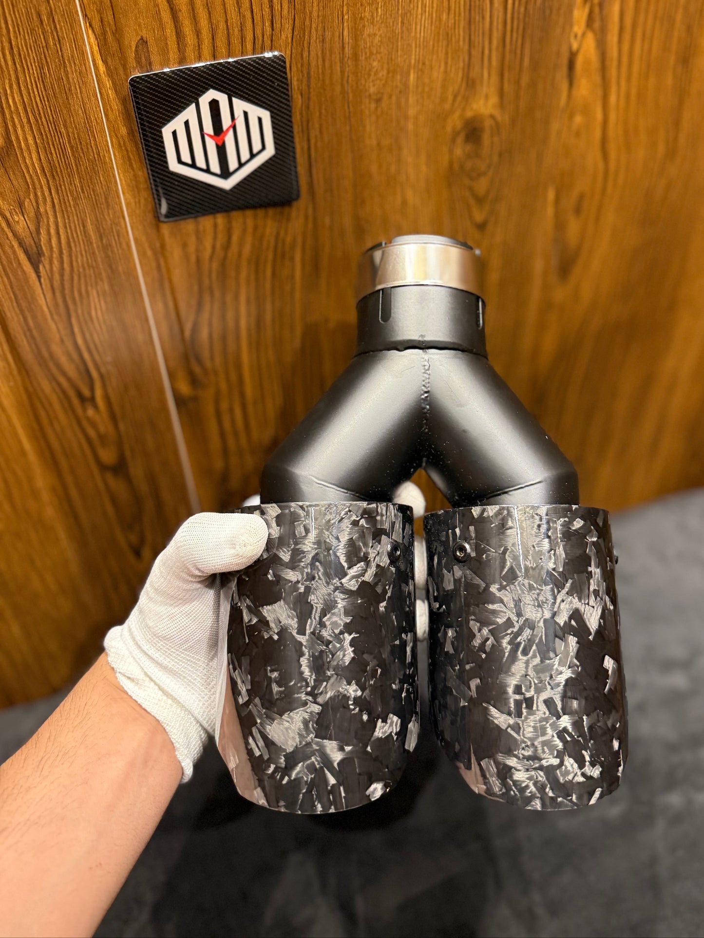 Black Forged Carbon Fiber Dual Exhaust Tip | Universal Fit
