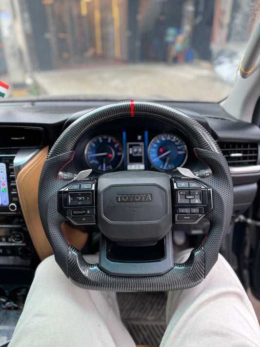 FORTUNER/HILUX/HYCROSS Aftermarket Real Carbon Fiber Steering Wheel (Paddle Shifters Spec)