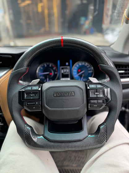 FORTUNER/HILUX/HYCROSS Aftermarket Real Carbon Fiber Steering Wheel (Paddle Shifters Spec)