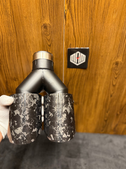 Black Forged Carbon Fiber Dual Exhaust Tip | Universal Fit