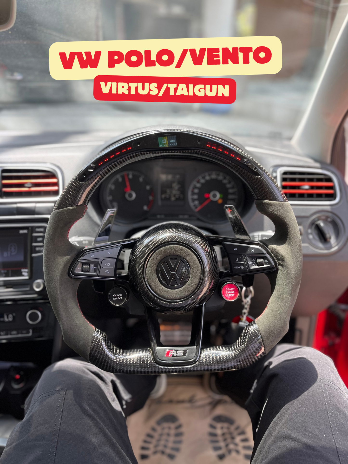 VW POLO Aftermarket Audi R8 Style (Original Carbon Fiber LED Steering Wheel)