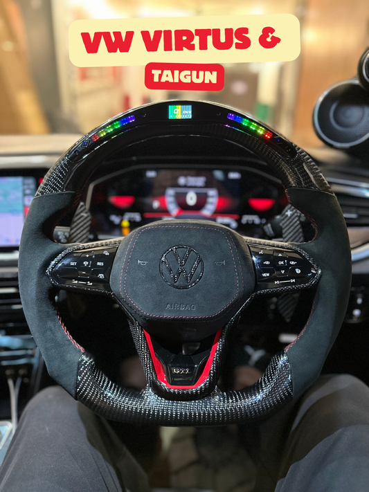 VW VIRTUS/TAIGUN/GOLF MK8 Aftermarket (Original Carbon Fiber LED Alcantara Steering Wheel)