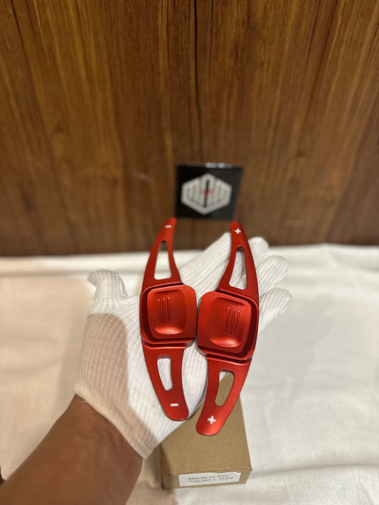 Premium Red Metal Paddle Shifter Extensions for VW Virtus and Taigun GT